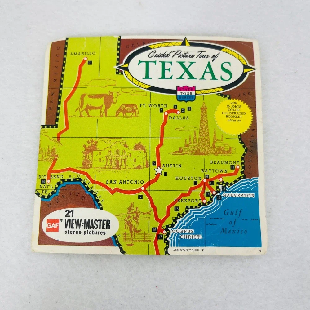 Vintage GAF View-Master Guided Picture Tour of Texas 3 Reel Set A 410 Booklet